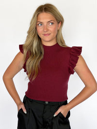 Tiffany Mockneck Ruffle Sweater Tank