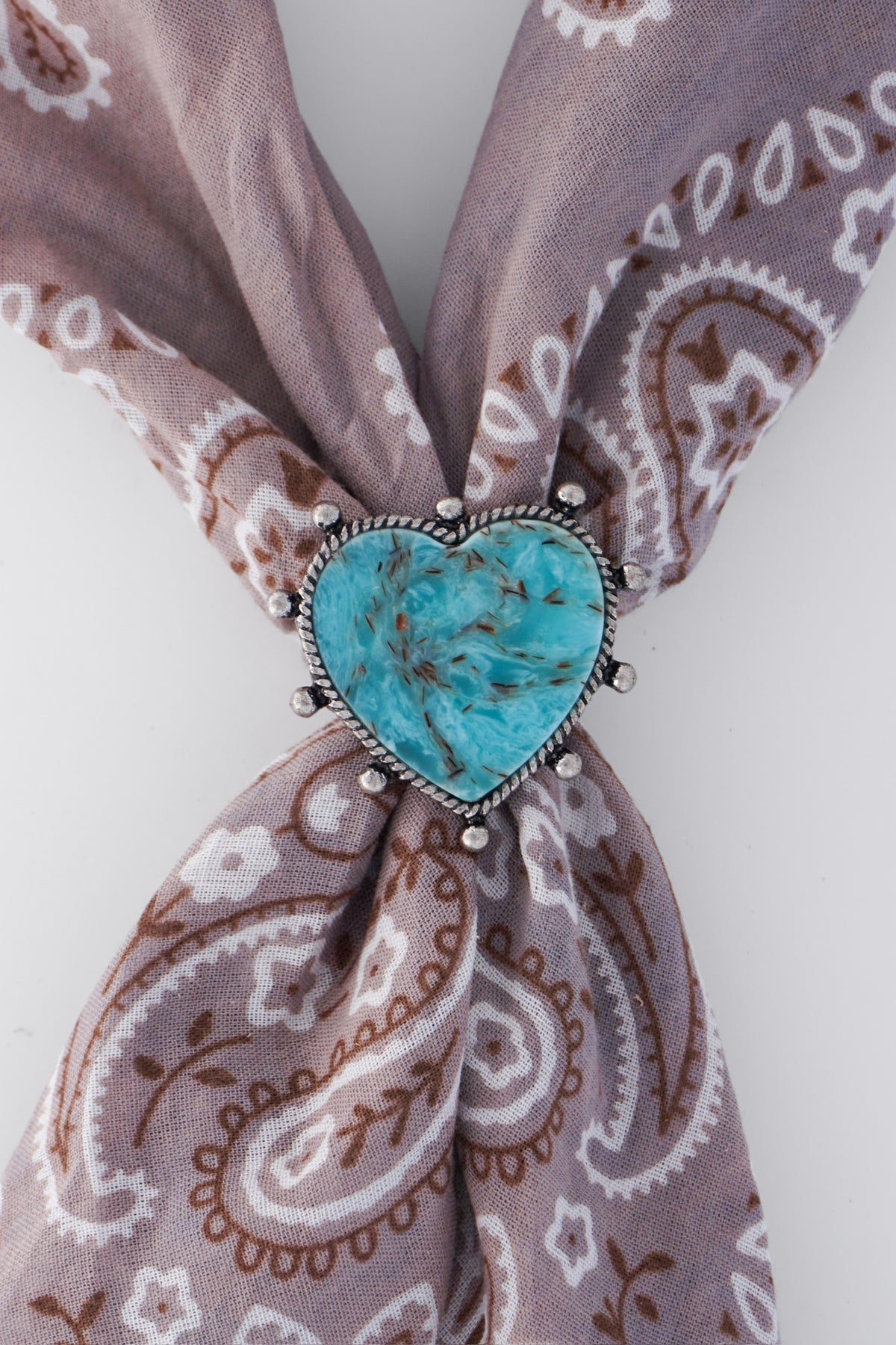 Western Stretch Scarf Slide- Blue Heart