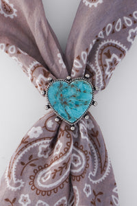 Western Stretch Scarf Slide- Blue Heart