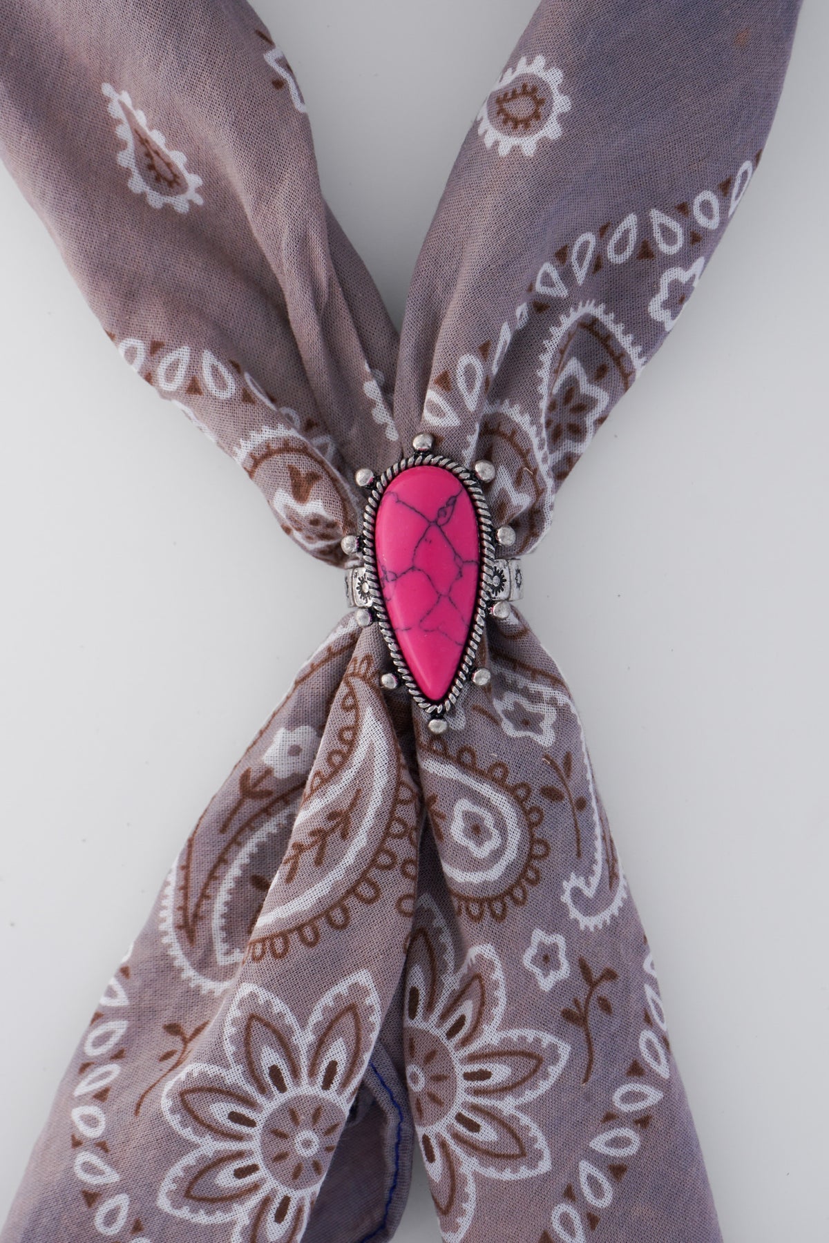 Western Stretch Scarf Slide- Pink Crescent