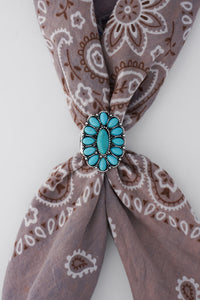 Turquoise Flower Cluster Concho Scarf Stretch Ring