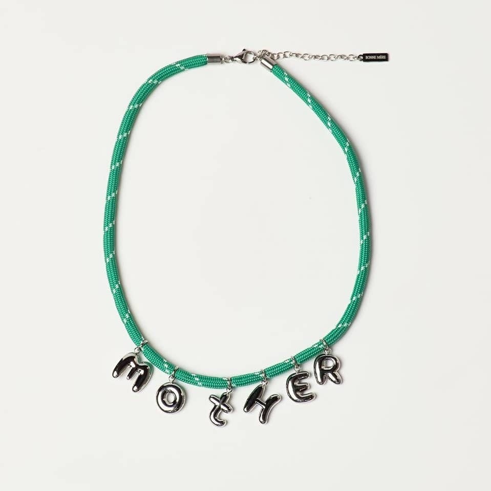 Mother Bubble Necklace- Green/Silver