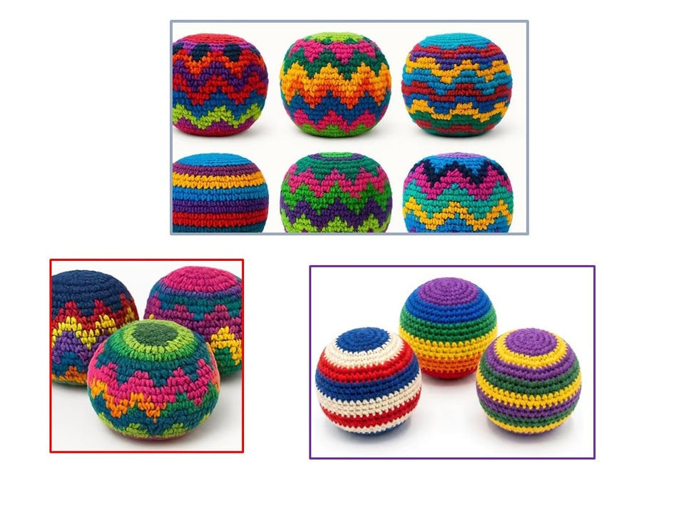 Multicolored Crochet Hacky Ball Kick Sack Toy