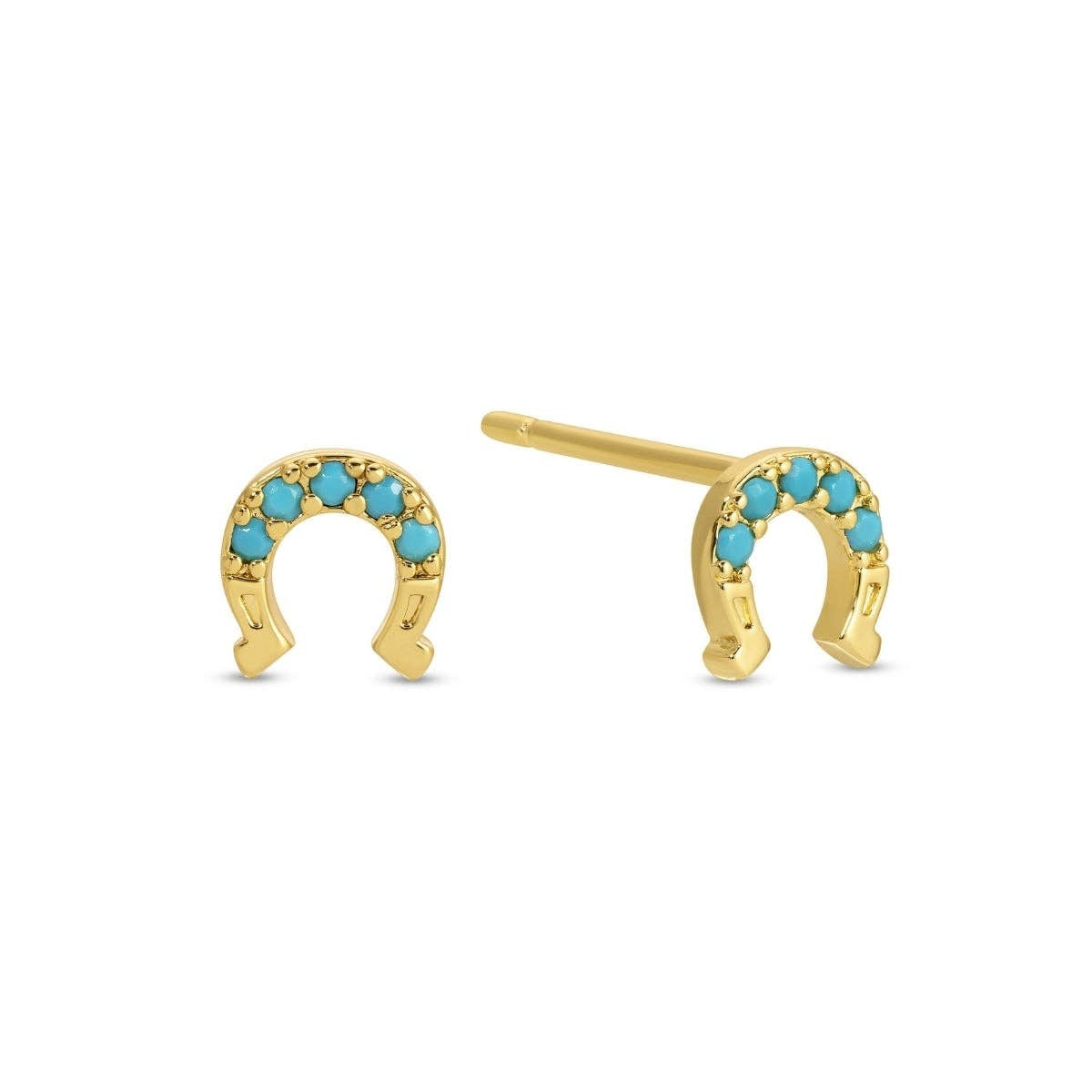Lucky Blue Horseshoe Studs