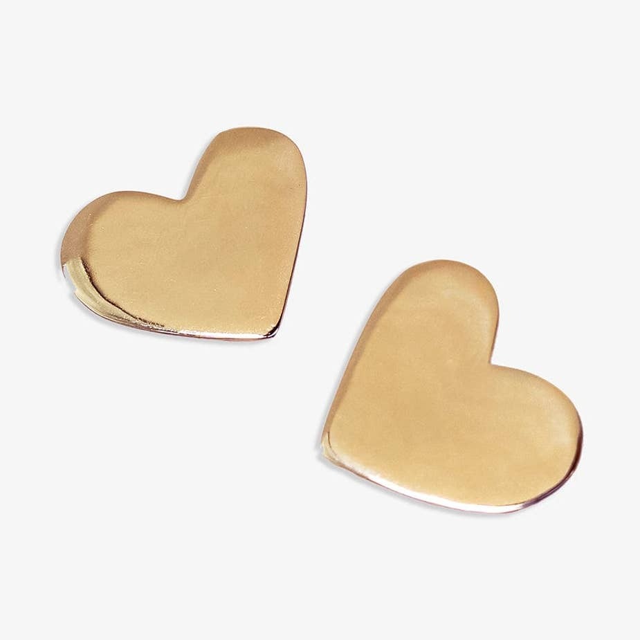 Bella Heart Large Post Earrings Brass