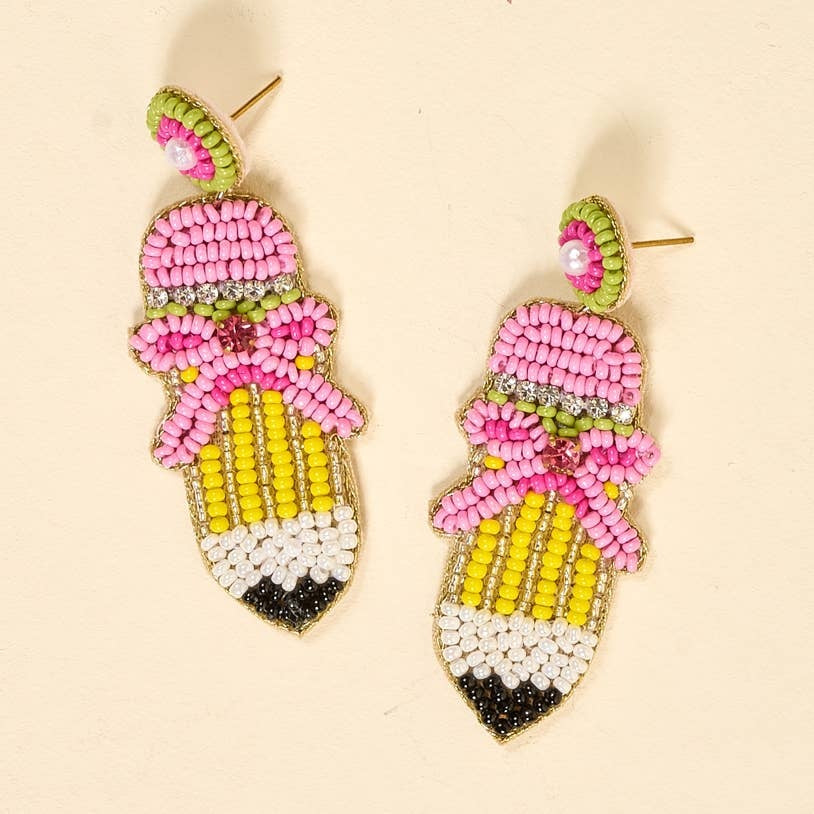 Pencil Me In Beaded Earrings