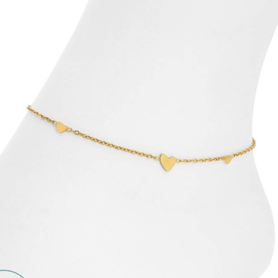 Sweetly Delicate Heart Anklet- Water Resistant