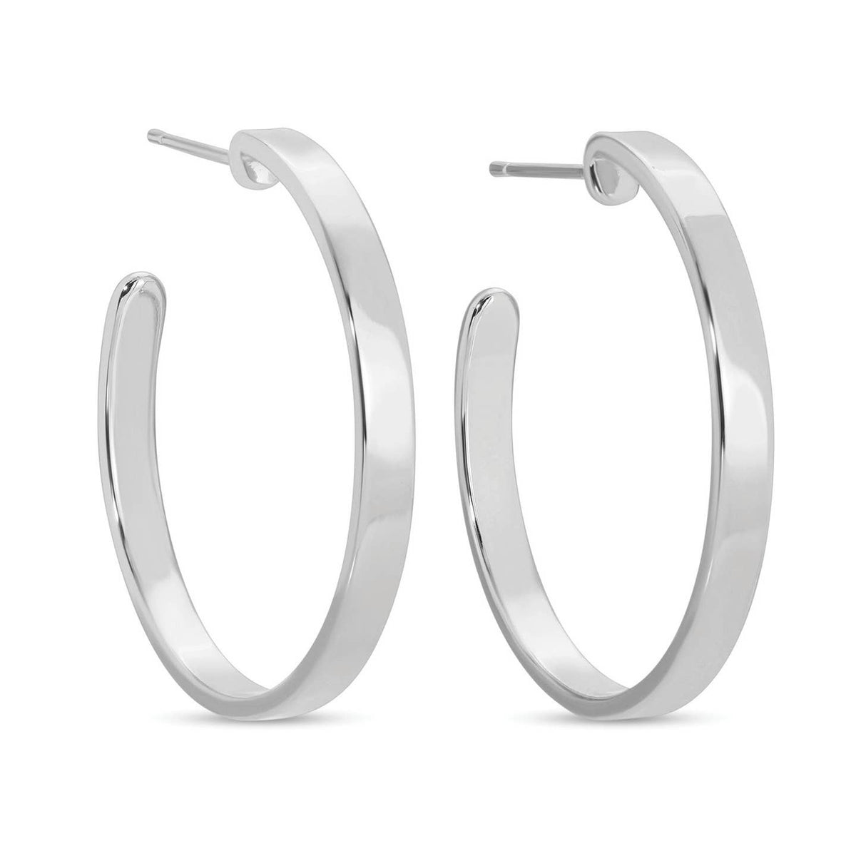 Silver Flats Hoop Earrings