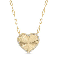 Pavé Cross Accented Heart Paperclip Necklace