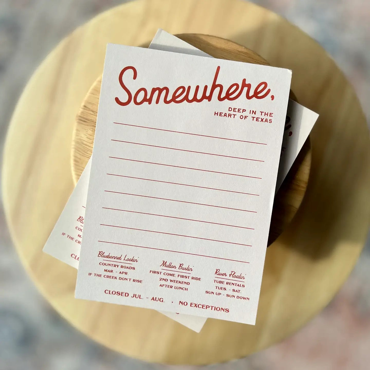 Somewhere Tx Notepad