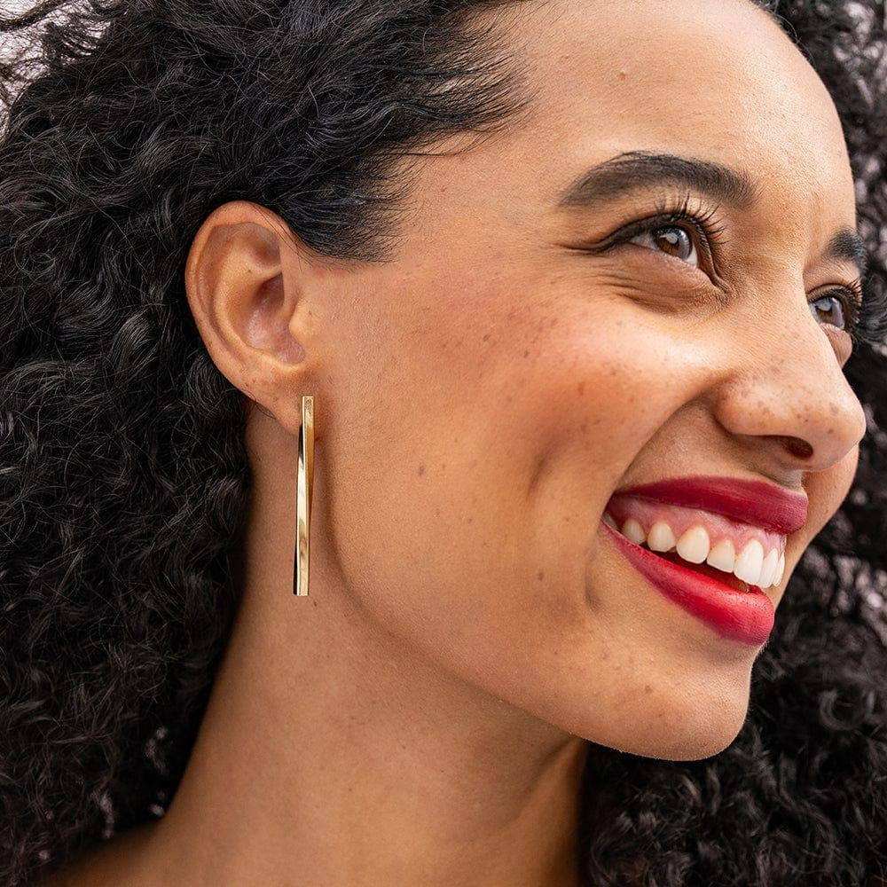 Millie Twisted Bar Drop Earrings Brass