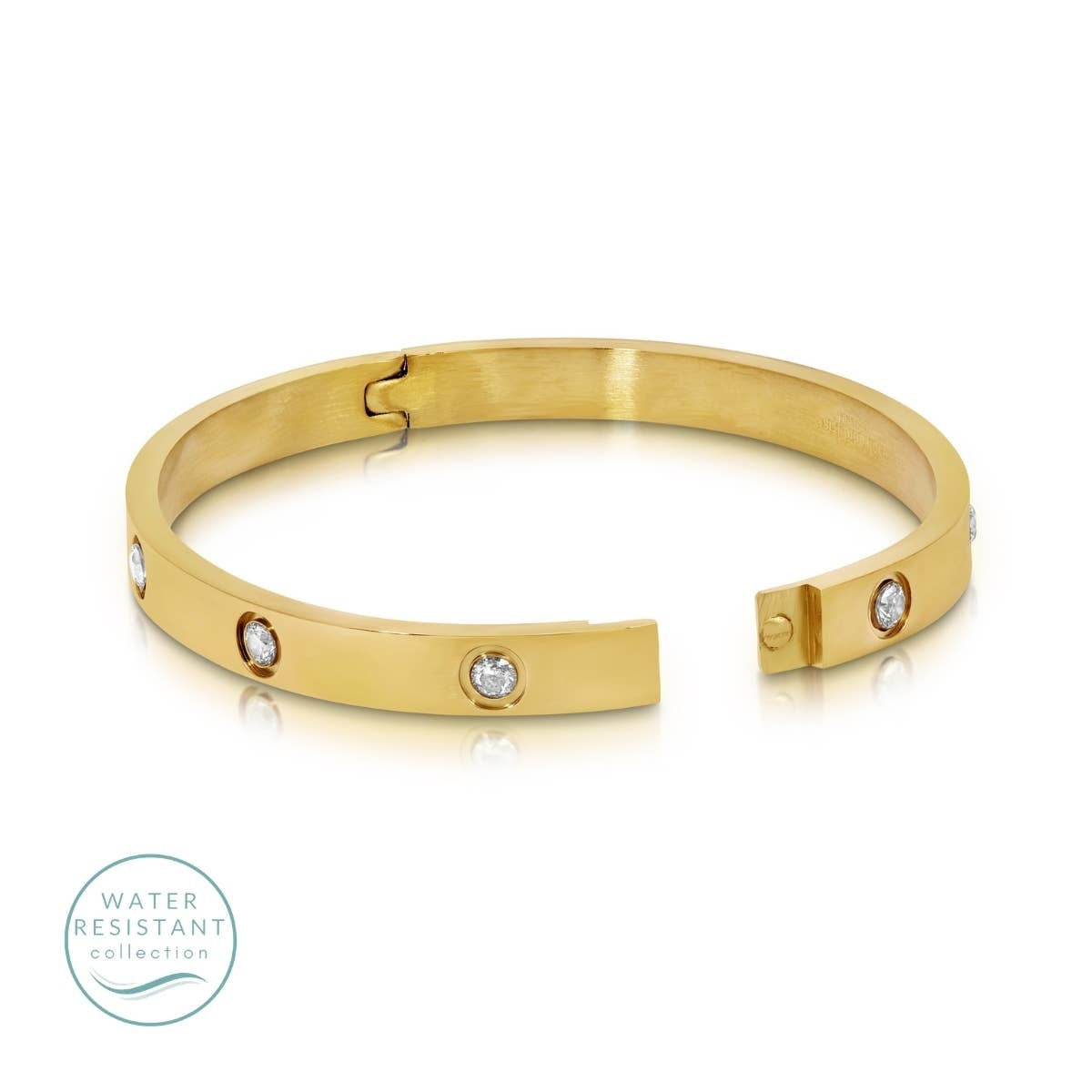 Cubic Zirconia Hinged Bracelet- Water Resistant