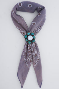 Cluster Pearl/Turquoise Flower Scarf Ring