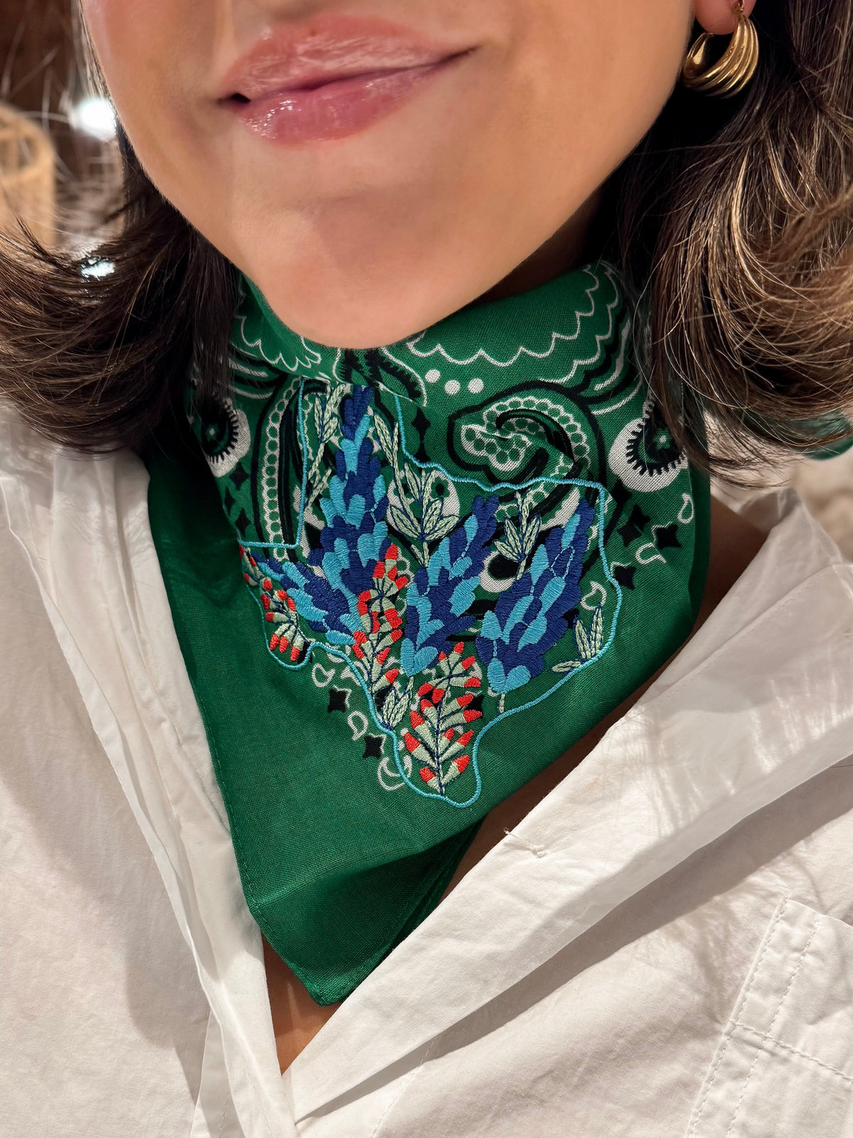 Texas Bluebonnet Embroidered Bandana