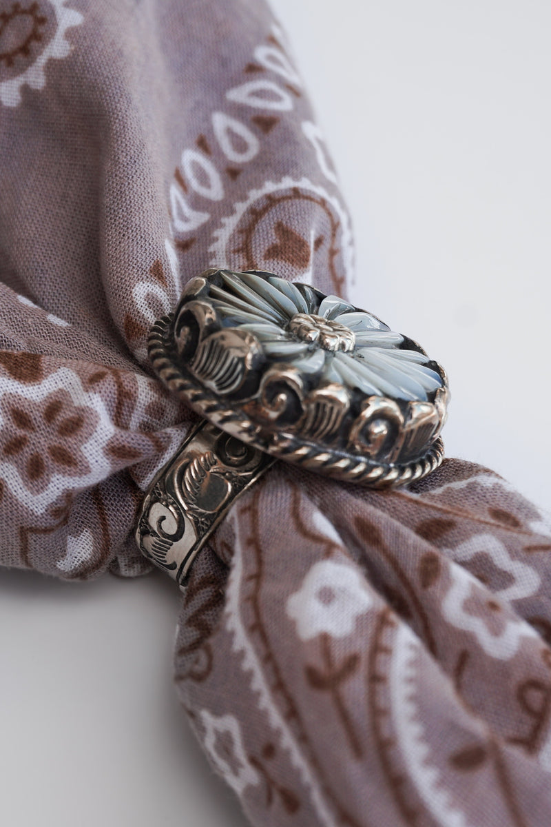 Silver Flower Scarf Ring