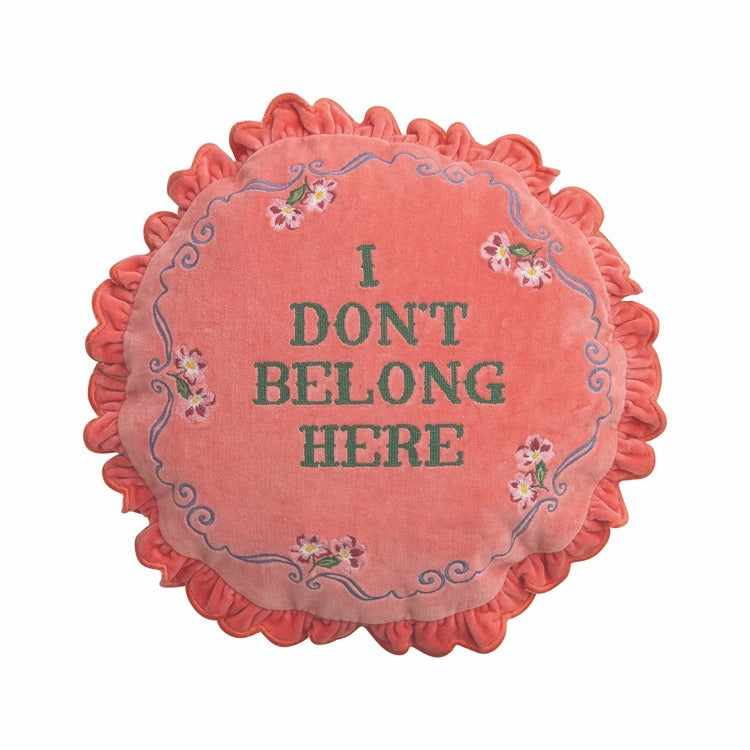 Embroidered Cotton/Velvet Pillow