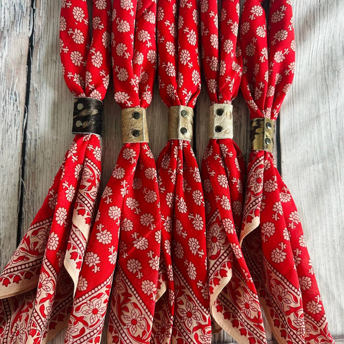Red Floral Hand Dyed Bandanas
