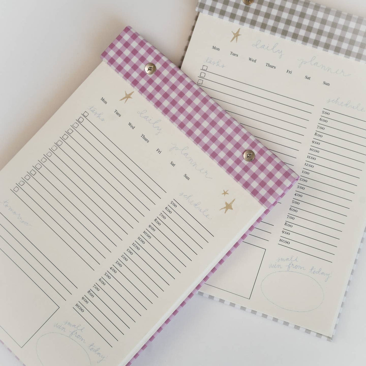 Daily Planner Notepad-Green Gingham