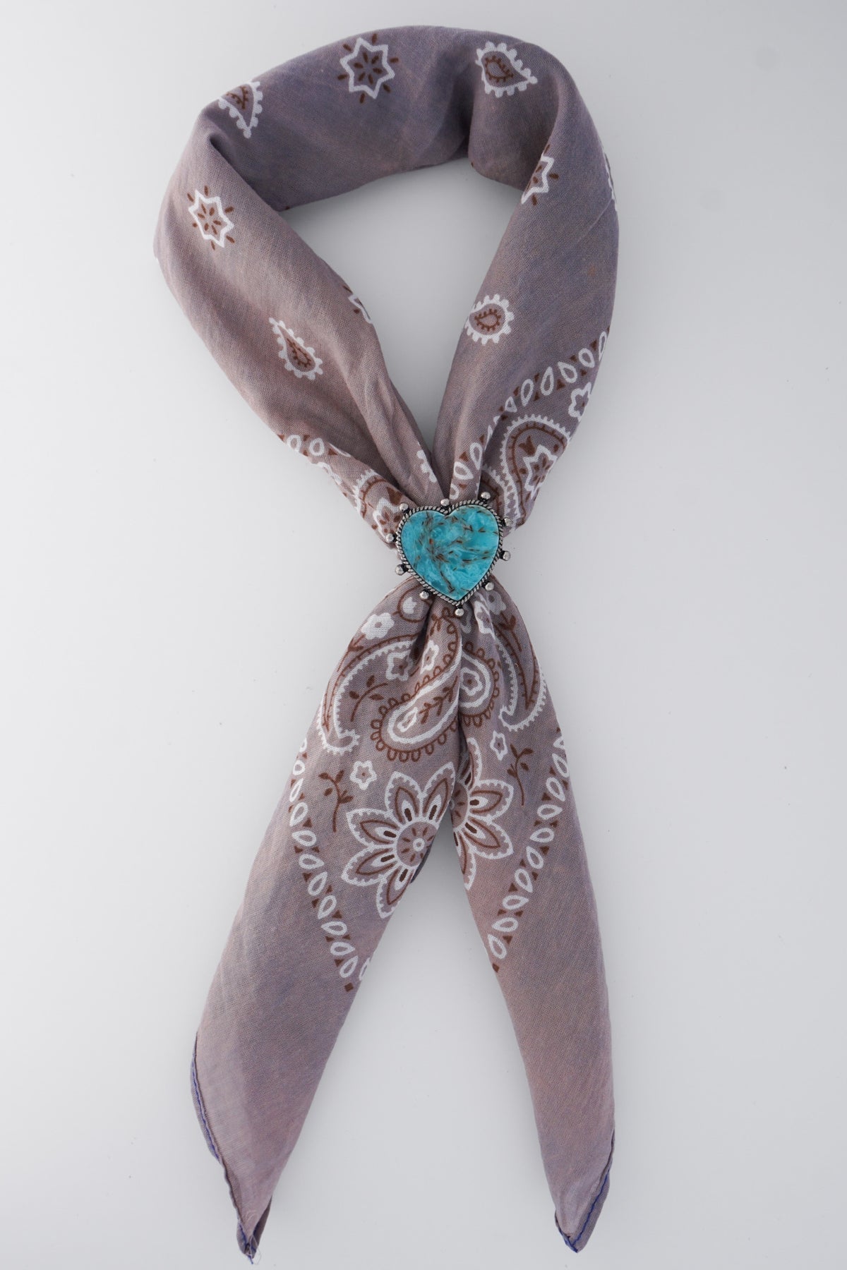 Western Stretch Scarf Slide- Blue Heart