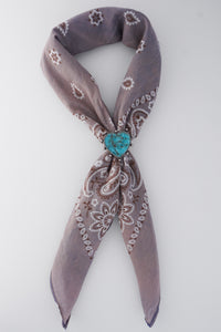 Western Stretch Scarf Slide- Blue Heart