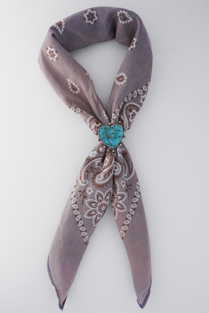Western Stretch Scarf Ring- Blue Heart