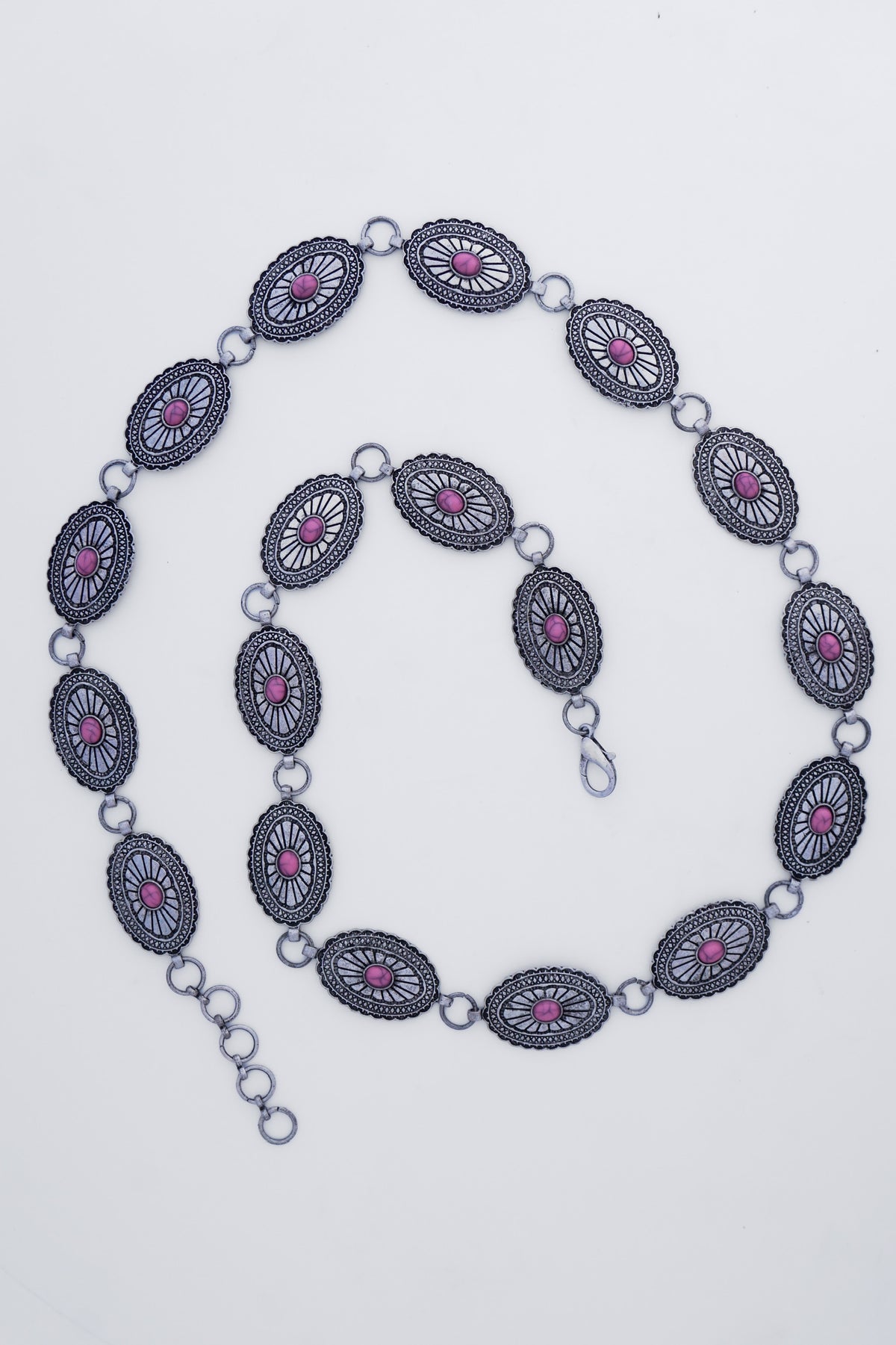 Concho Chain Western Belt-Pink