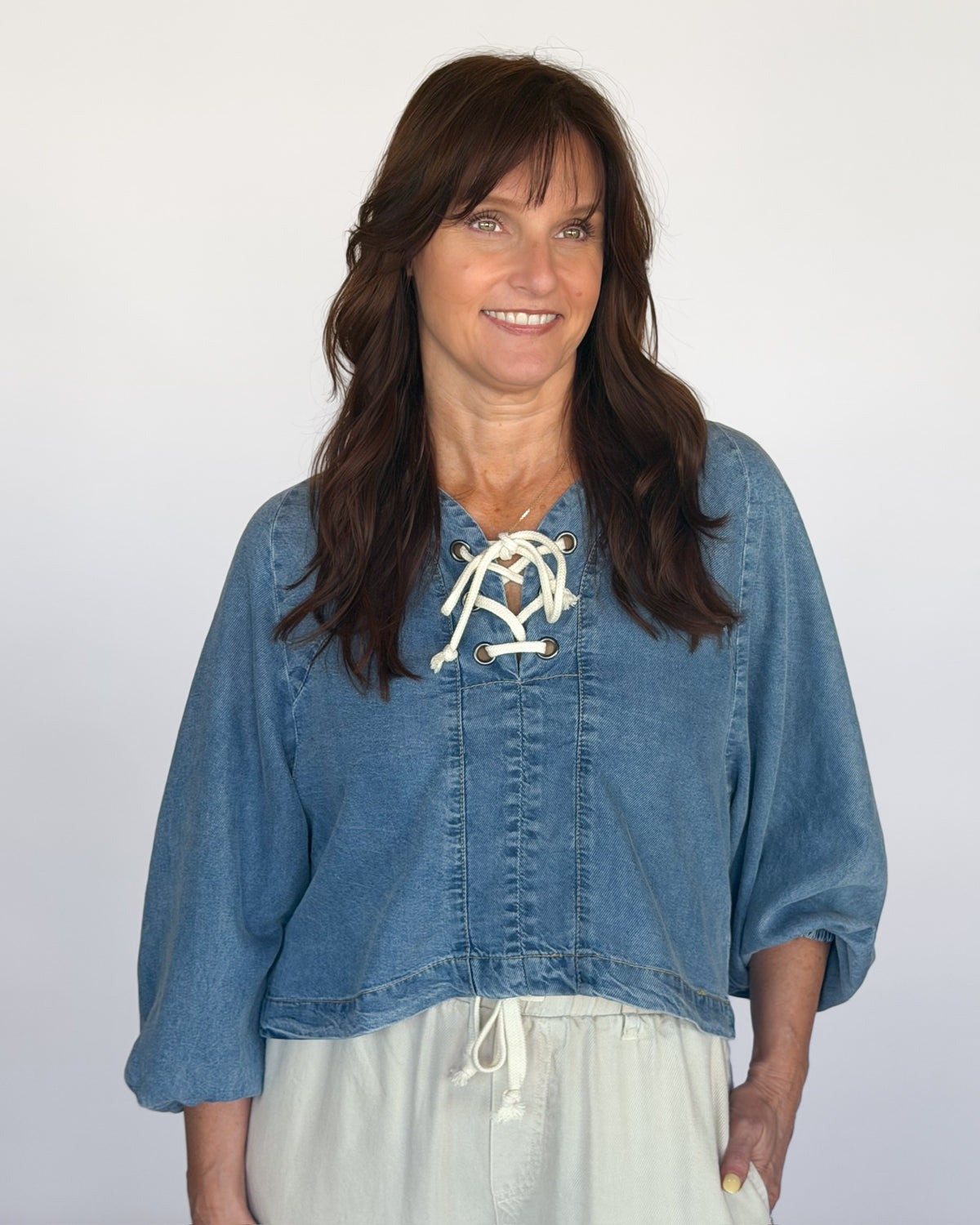Driftwood Lace-Up Top