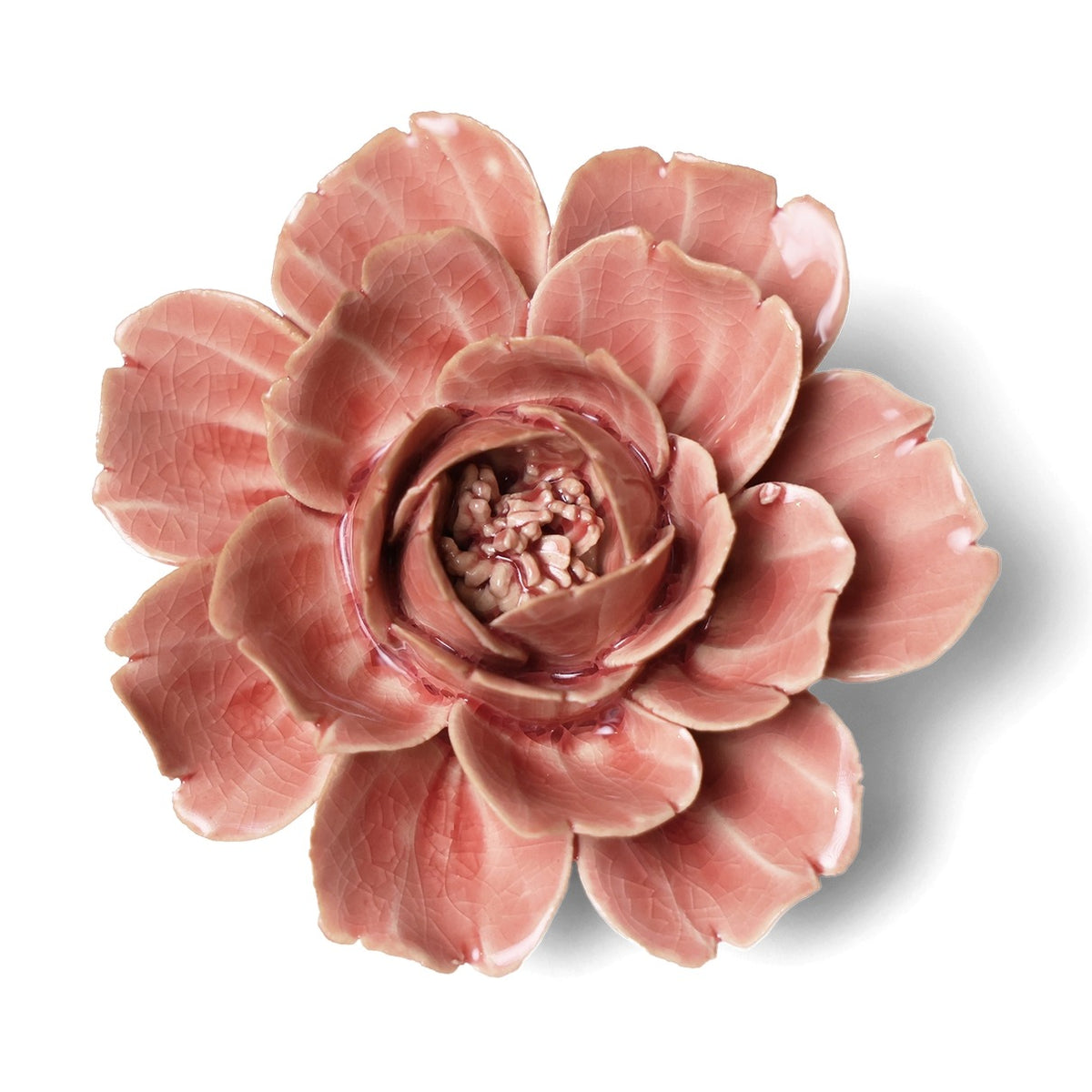 Champagne Pink Rose Ceramic Wall Flower