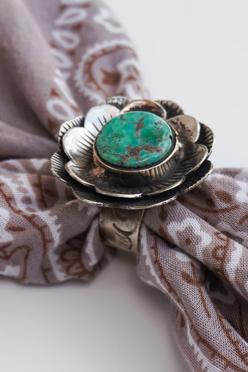 Turquoise Flower Scarf Ring