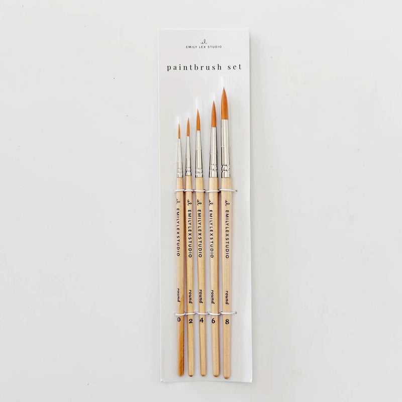Watercolor Paintbrush Wood Brushes- Set of 5