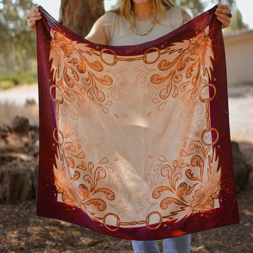 Show Day D Ring Snaffle Bit Wild Rag Scarf-Large Mulberry