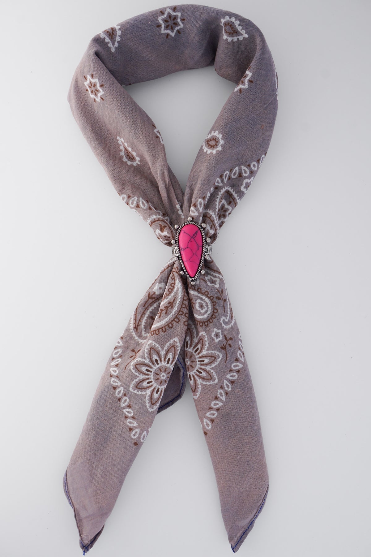 Western Stretch Scarf Slide- Pink Crescent