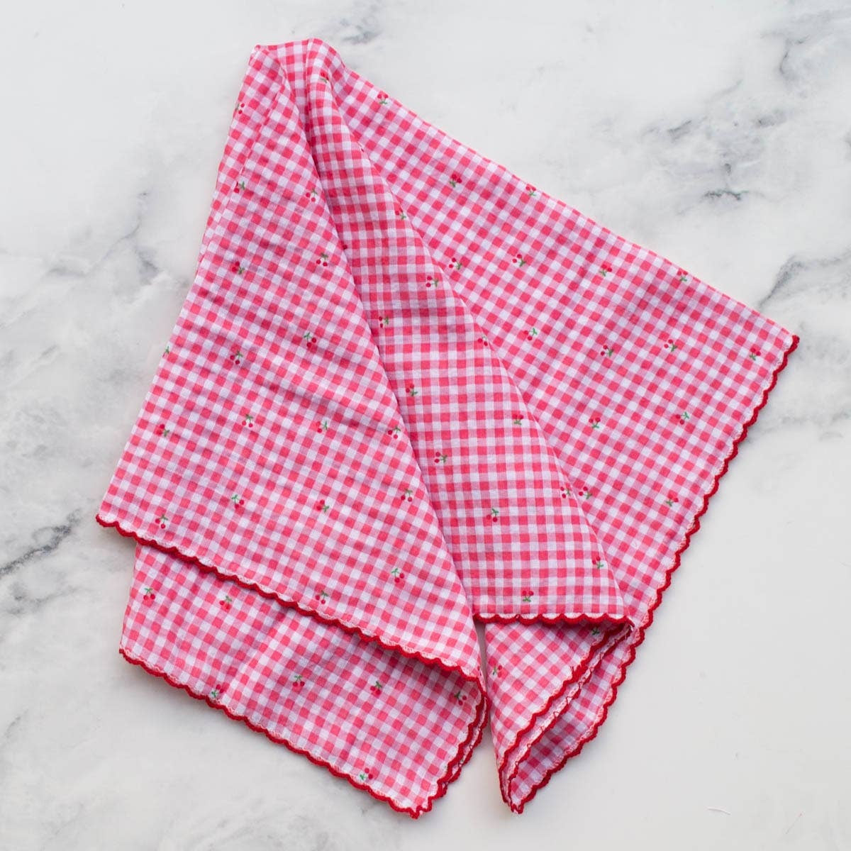 Cottage Mini Checker Cotton Scarf- Pink Cherry