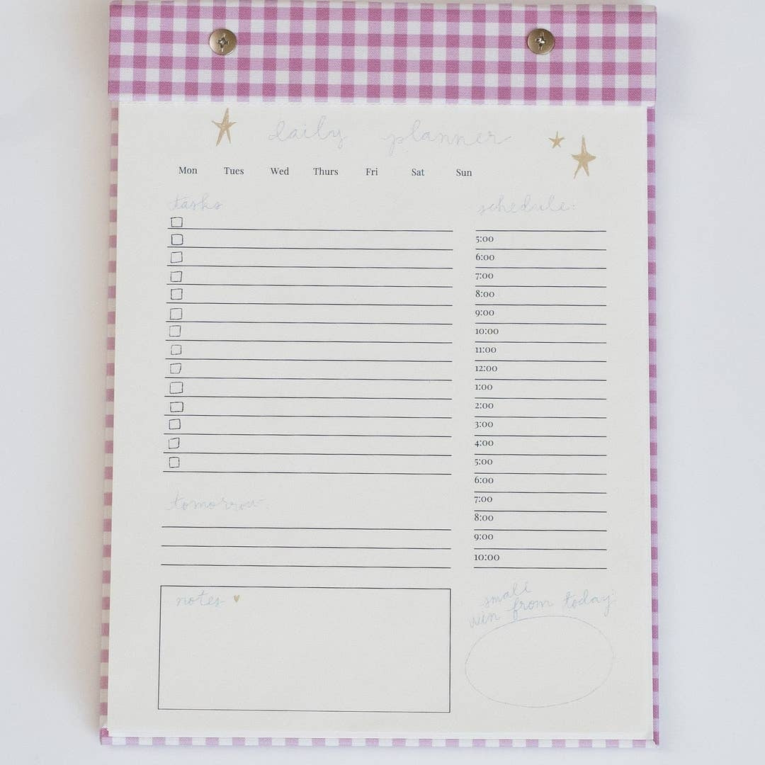 Daily Planner Notepad-Berry Pink Gingham