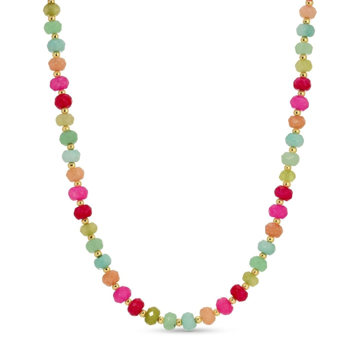 Vibrant Stone Necklace- Fuchsia/Blue/Peach