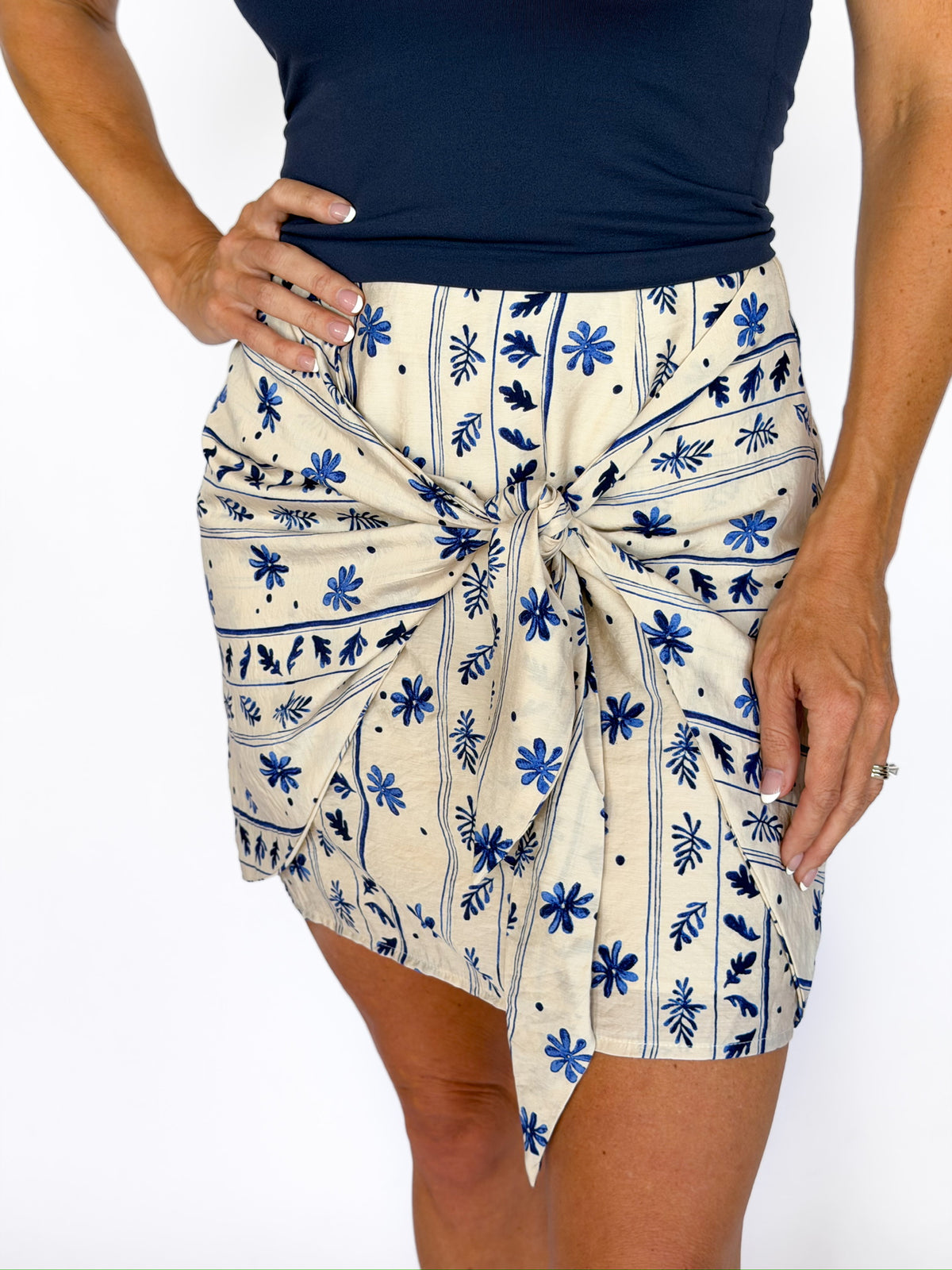 Great Springs Faux Wrap Mini Skirt