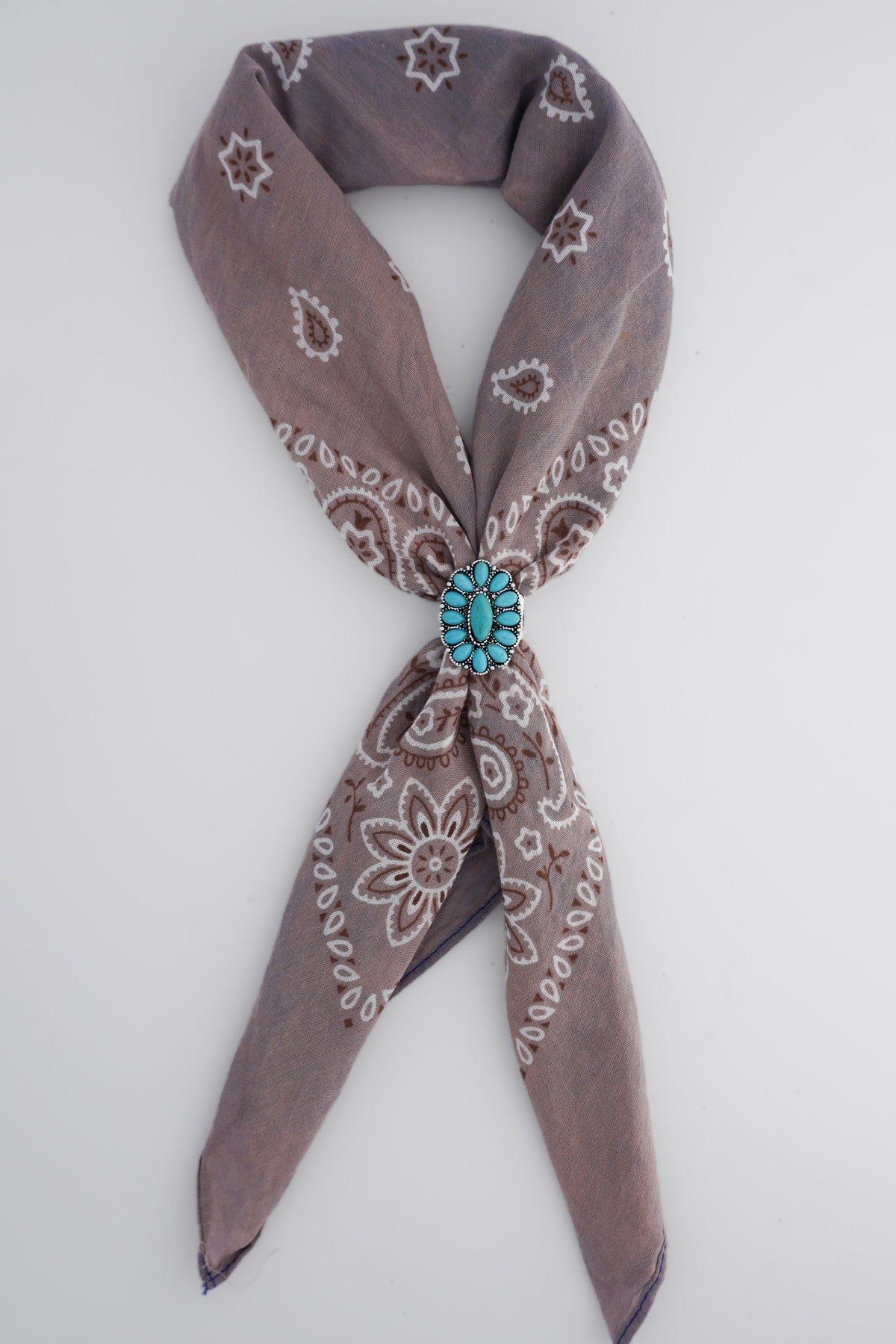 Turquoise Flower Cluster Concho Scarf Stretch Ring