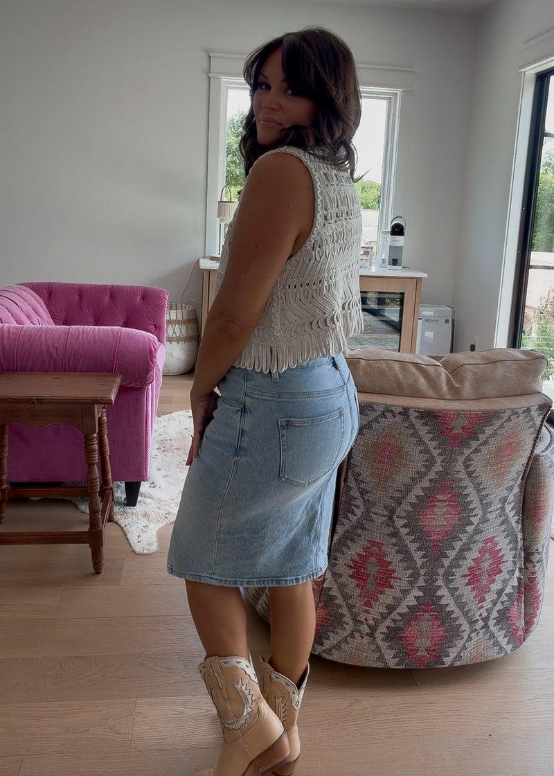 Tara Mid Rise Midi Skirt