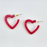 Red Mini Heart Hoops