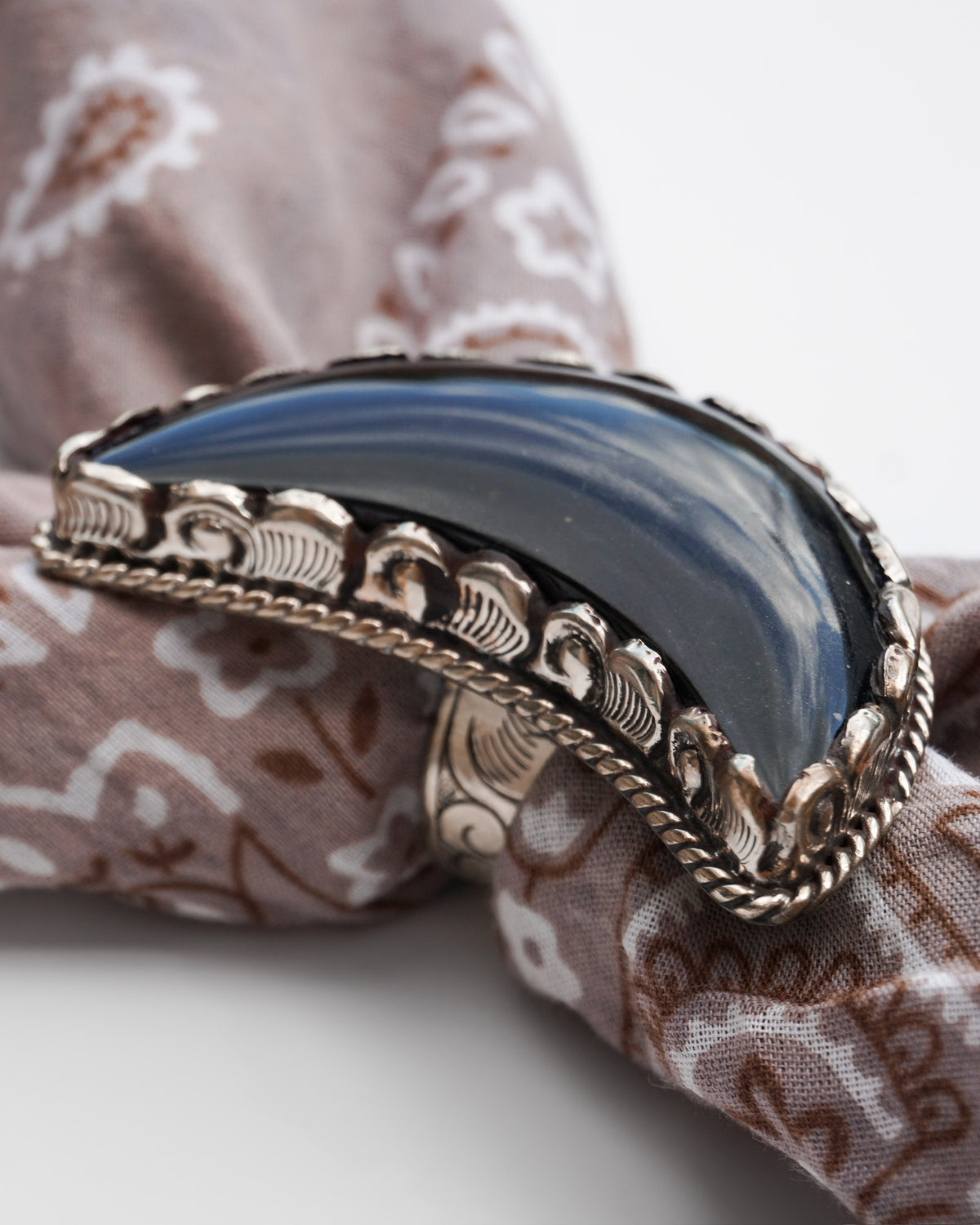 Black Onyx Moon Scarf Ring