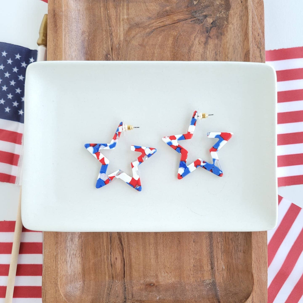 Star Hoops- Red, White,& Blue