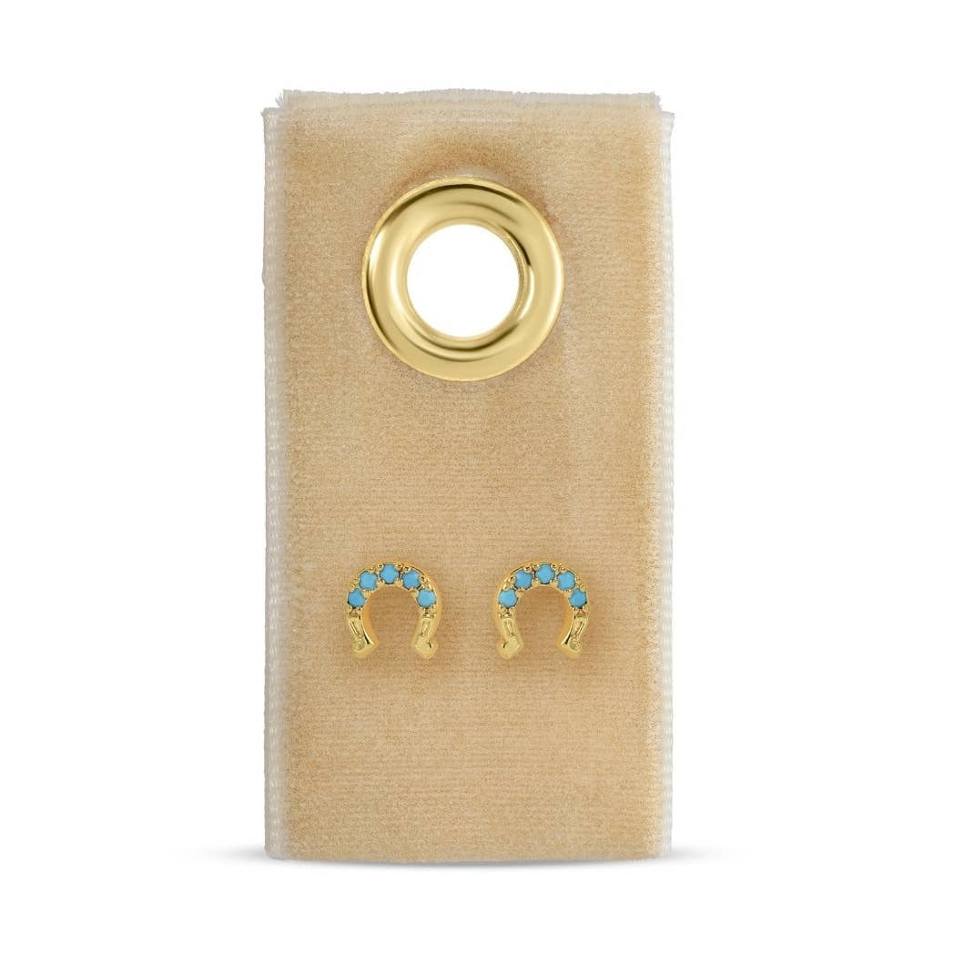 Lucky Blue Horseshoe Studs