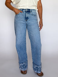 Vintage Petals HR Wide Leg Jeans