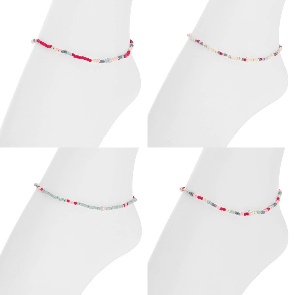 Beaded 2mm Anklet with Pearl Accents