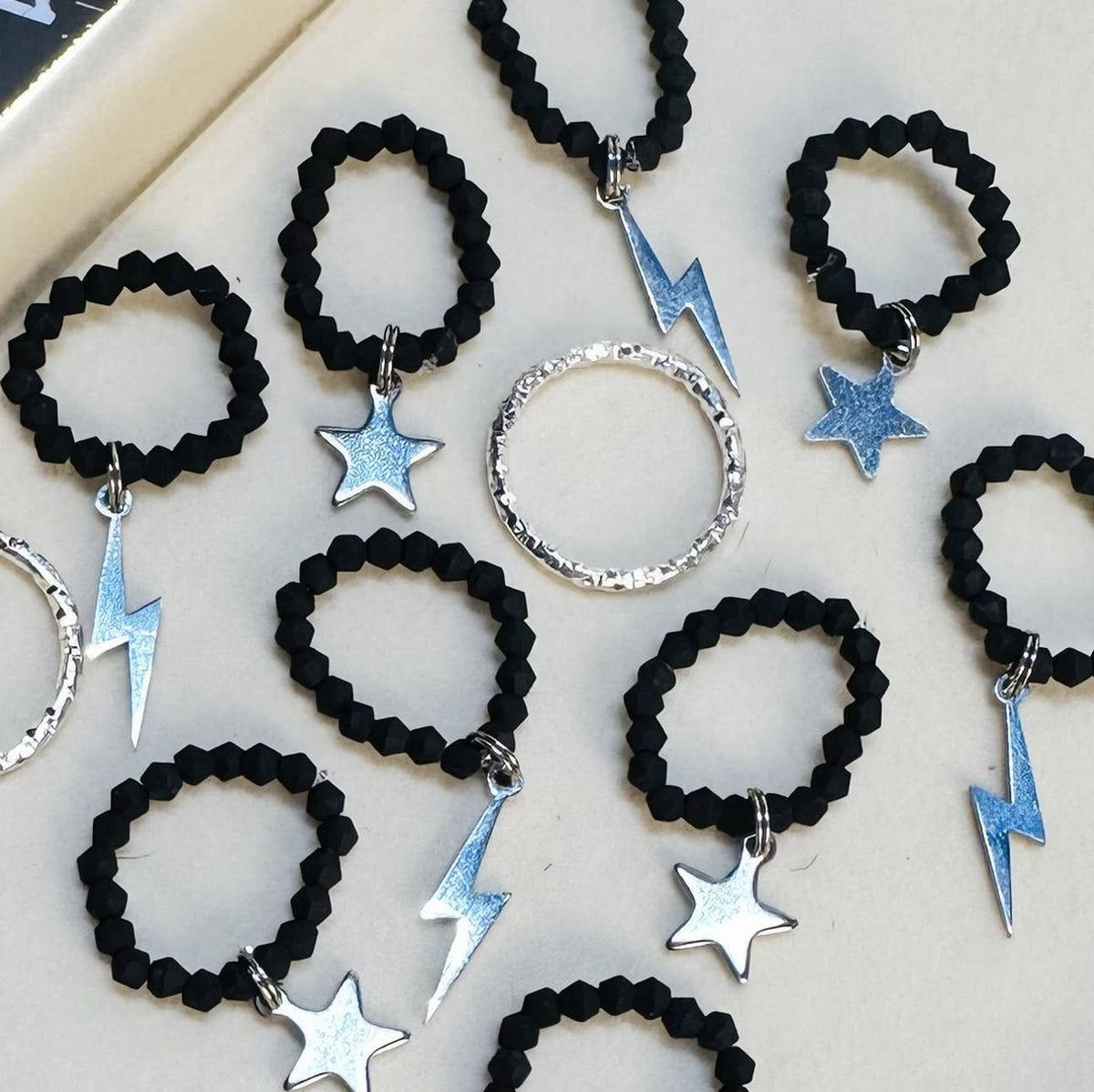 Black & Silver Bandana Stretch Charm