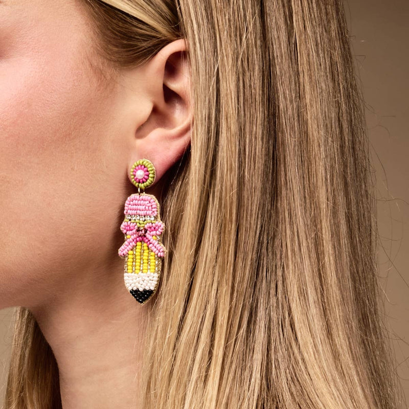 Pencil Me In Beaded Earrings