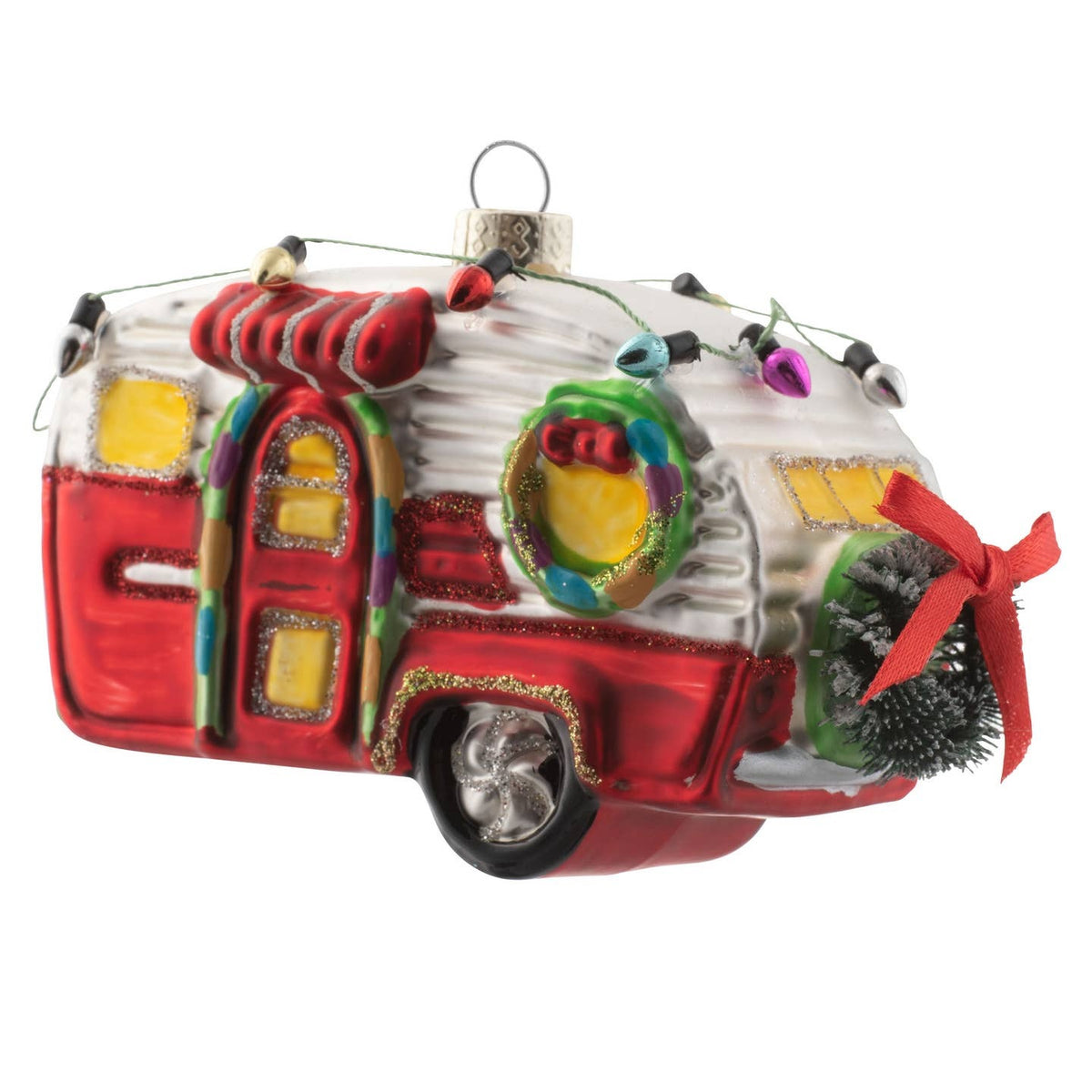 Mercury Glass Ornament- Camper Trailer