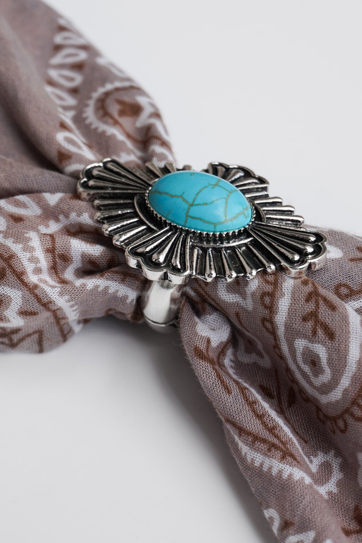 Turquoise Sunburst Concho Scarf Stretch Ring