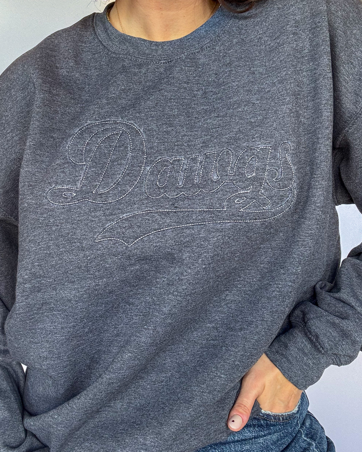Vintage "Dawgs" Tone on Tone Embroidered Sweatshirt