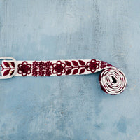 Wendi Maroon & White Hand Embroidered Belt